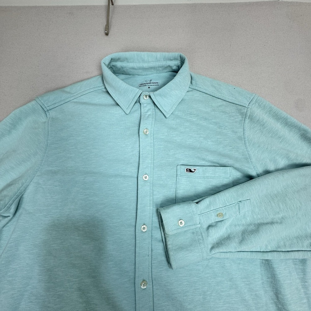 Vineyard Vines Men's‎ Sz M Saltwater Cotton Knit Button Down Terry Cloth Shirt